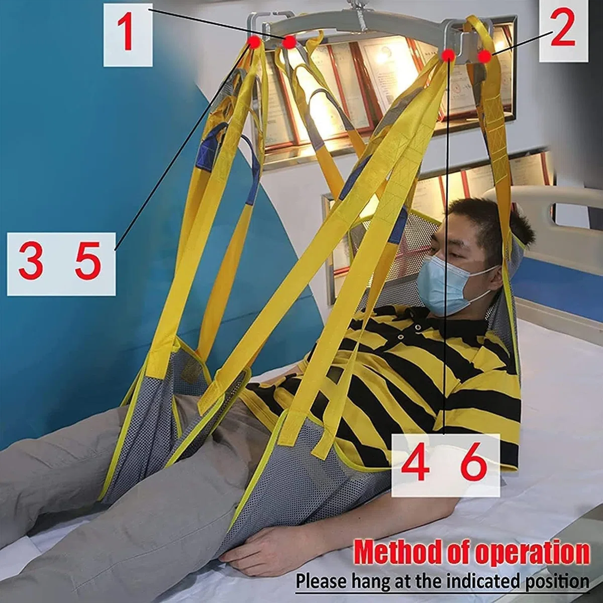 LXURY Imracatura A Corpo Intero in Rete Imbracatura per Sollevatore Disabili per Sollevamento Paziente per Doccia per Uso Domestico Sollevatore per Toelette,L