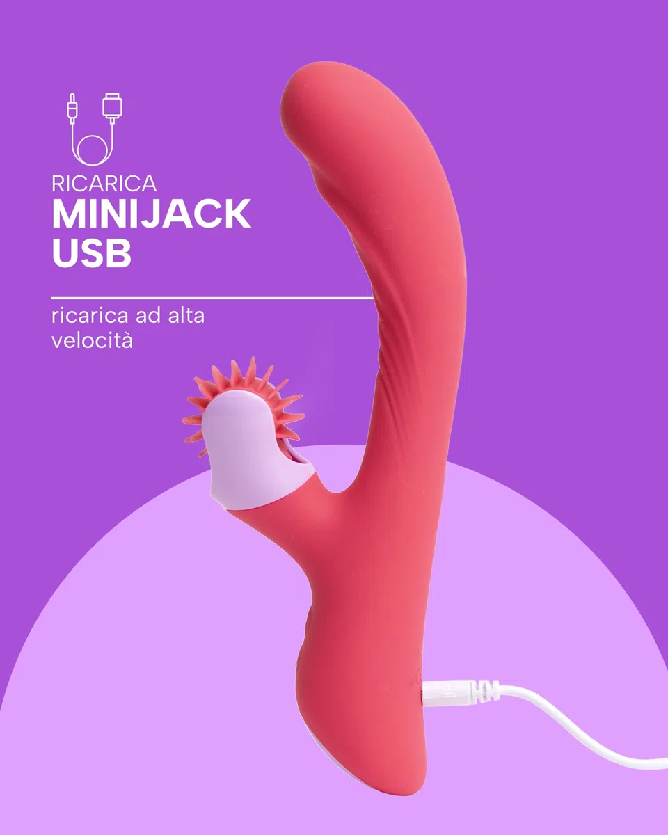 MySecretCase Vibratoreper Donna Punto G Squirting 21cm Vibratore Rabbit Vibratoreper Donna Clitoride 9 Modalità Vibrazione, 6 di Rotazione Lingua Vibrante Clitoride Sexytoysys Coppia Squirting