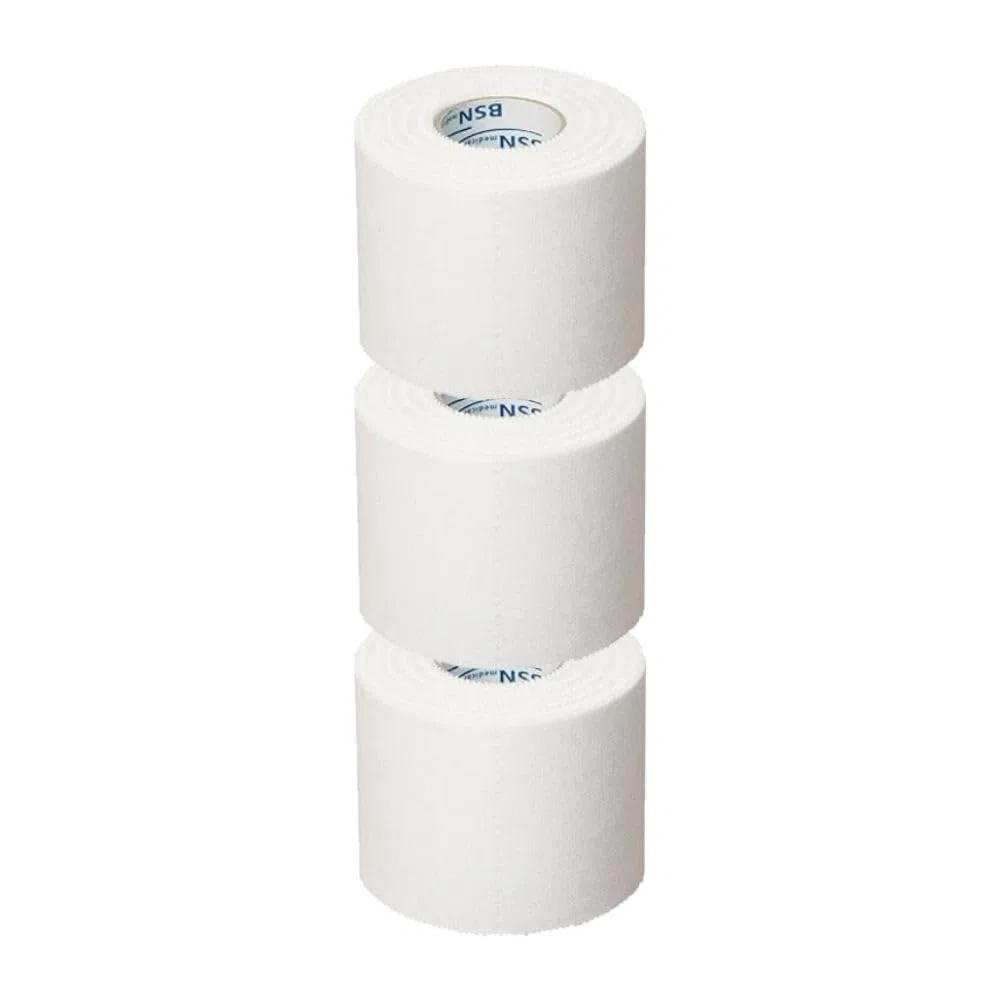 nastro taping sportivo anelastico professionale tape zigrinato all’ossido di zinco per bendaggi funzionali stabilizzazione articolare fisioterapia e sport | latex free | 5 cm x10 m 3 pz