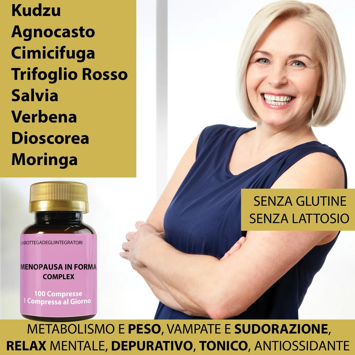 Set di Integratori Menopausa 100 Compresse e Vitamina C Masticabili | Kudzu e Trifoglio Rosso Ricchi in Isoflavoni | Metabolismo, Peso, Rilassamento, Vampate | Antiossidante e Sistema Immunitario