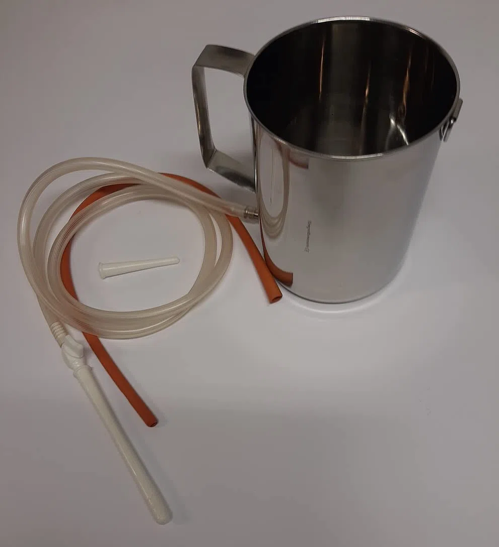 Enteroclisma Clistere Cestello Acciao Inox 2 Litri Enema Kit