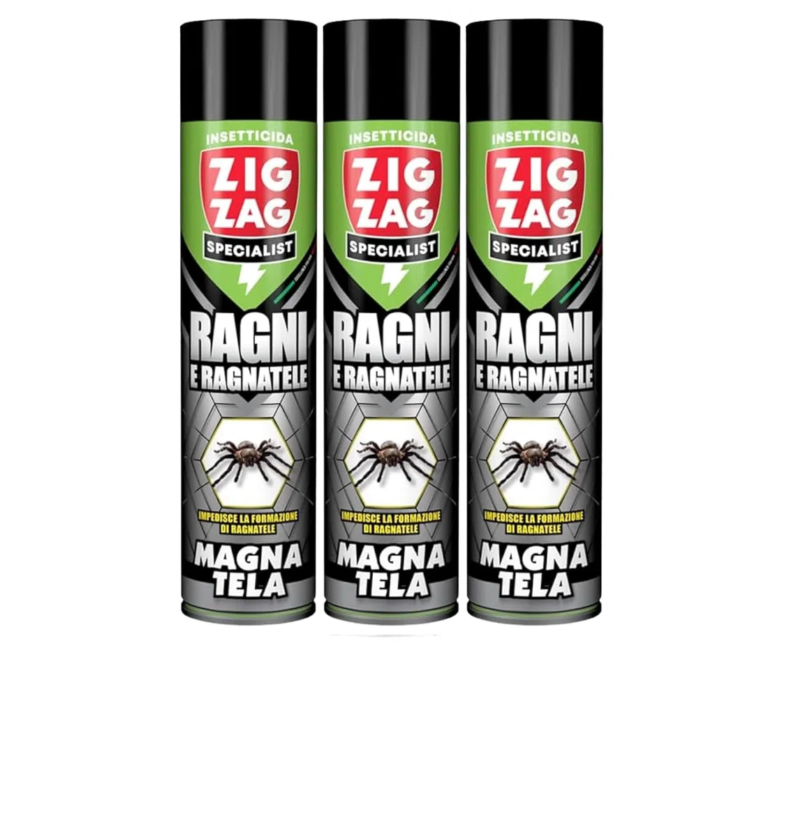 3 PEZZI Zig Zag Magnatela Maxi Formato da 600ml - Insetticida Ragni con Azione Residuale, Efficacia Immediata, Protezione Elevata, Facile Utilizzo,Evita la formazione di ragnatele.Made in Italy