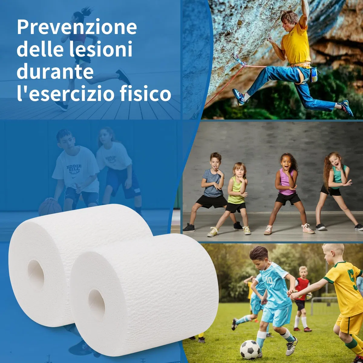 2 Rotoli Benda Elastica Coesiva 20 Metri x 10CM Bende Elastiche per Bendaggio Fissaggio Mdicazione Fratture Leggere