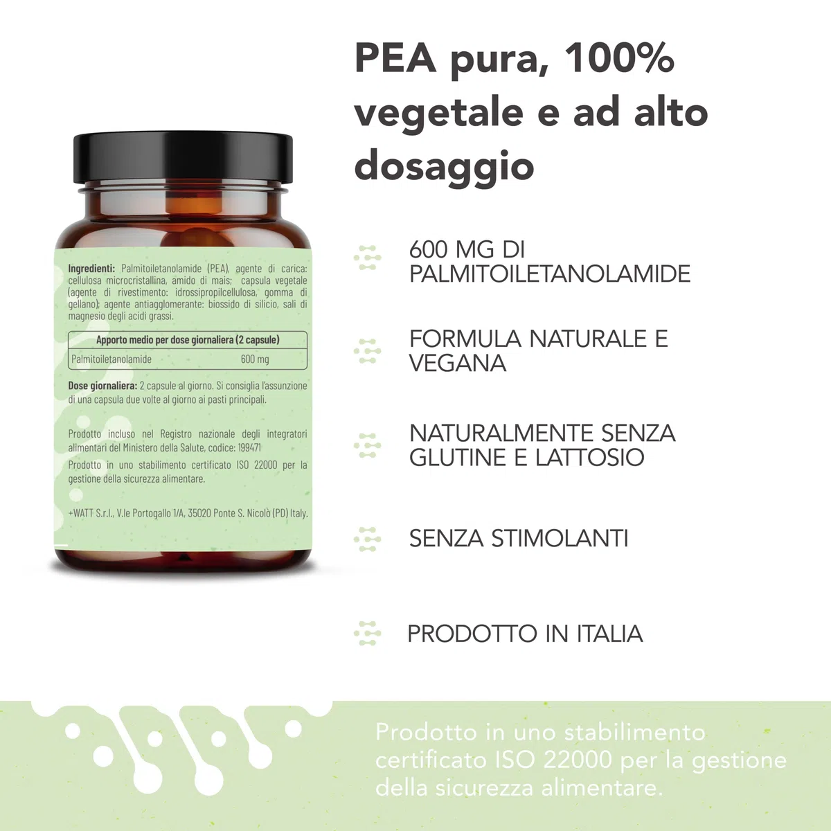 NOVIQA®, PEA Integratore 600 mg, Palmitoiletanolamide Naturale, 120 Capsule Vegane, Supporto per Benessere Articolare e Nervoso, Equilibrio e Concentrazione