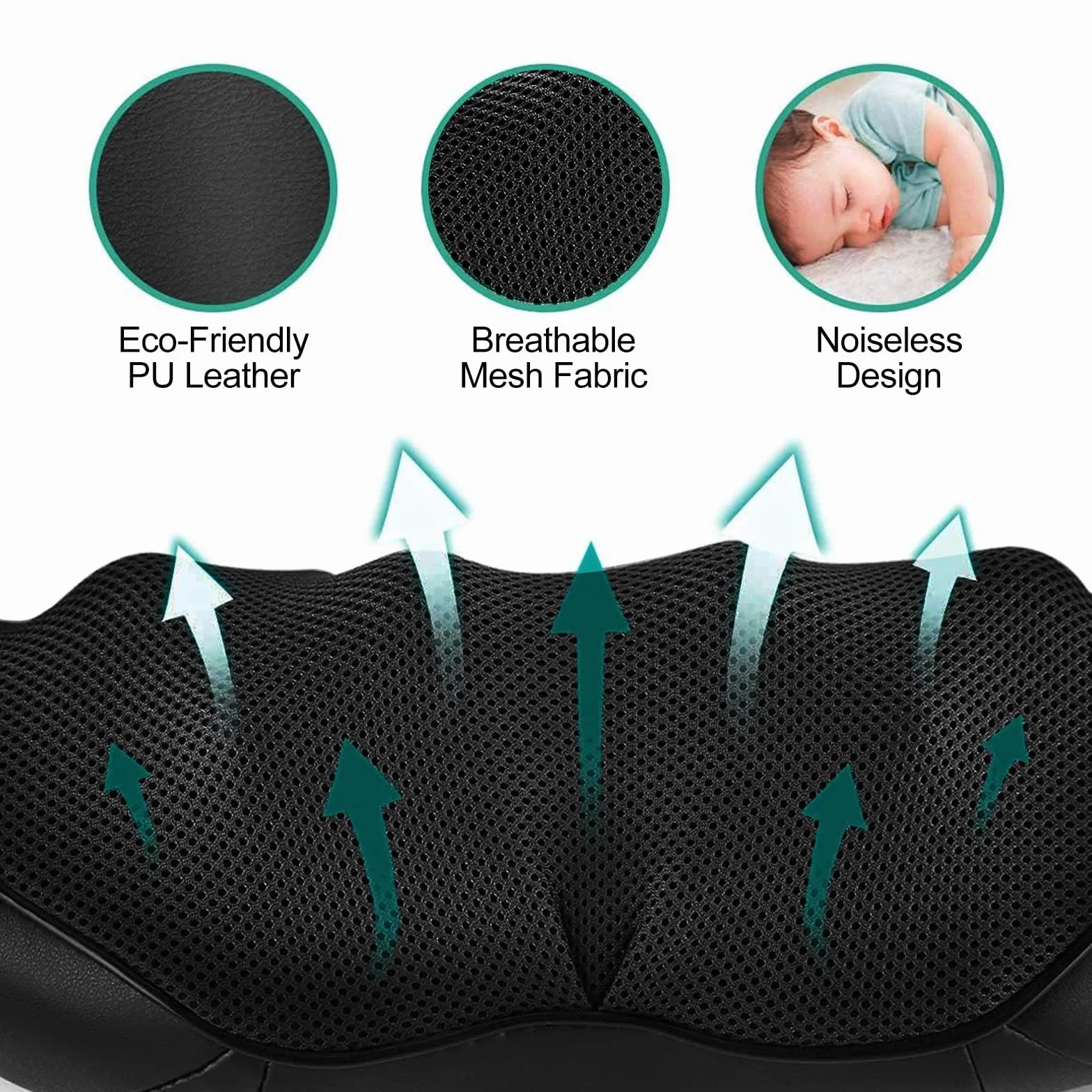 Medcursor Massaggiatore per collo e spalle con calore, cuscino per massaggio shiatsu profondo 3D per schiena, gambe, sollievo dal dolore muscolare del corpo, casa, ufficio (Nero)
