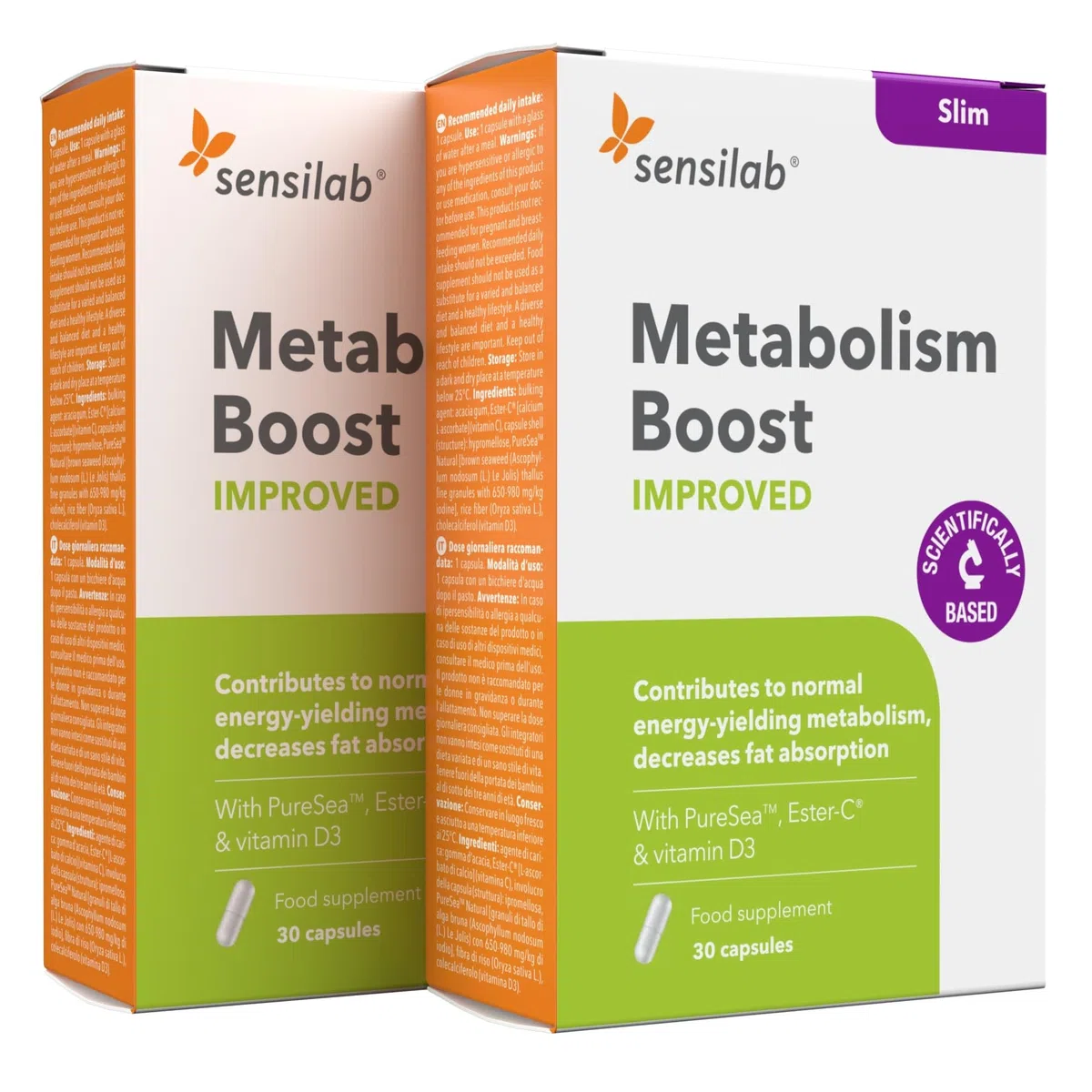 Acceleratore Metabolismo con Iodio, Vitamina C, Alga bruna, Vitamina D3-60 capsule Metabolism Boost Improved - Sensilab