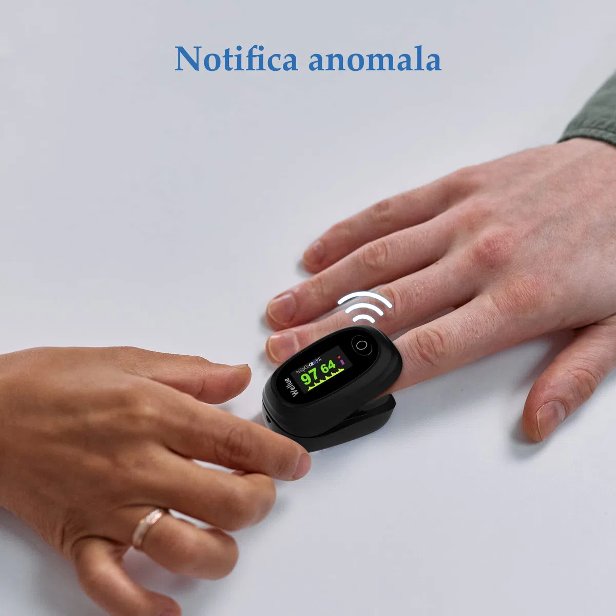Saturimetro Da Dito con Bluetooth, Pulsossimetro da Dito Professionale con App Gratuita, Monitora la Saturazione di Ossigeno nel Sangue e la Frequenza Cardiaca, con Allarme