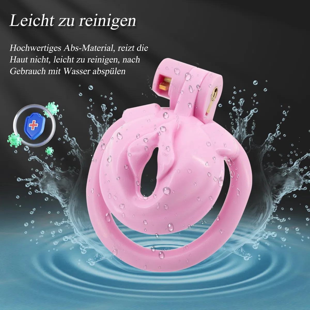 BDSMJOY Chastity cage con 4 Cock rings, Forma delle labbra cock cage per sissy, Gabbia di castità per pene piccolo, gabbia castità per uomo, gabbietta di castità per uomo (Rosa)