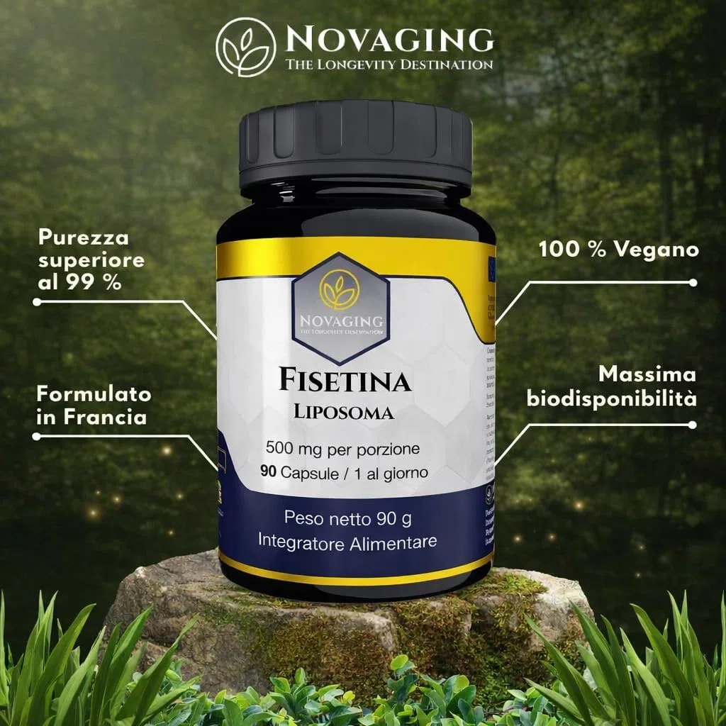 Fisetina Liposomiale Anti-età, Potente Antiossidante, 100% Vegano - 90 Capsule, Fornitura per 3 Mesi, 500 mg - Massima Biodisponibilità, Dosaggio Preciso, Testato senza OGM né Allergeni
