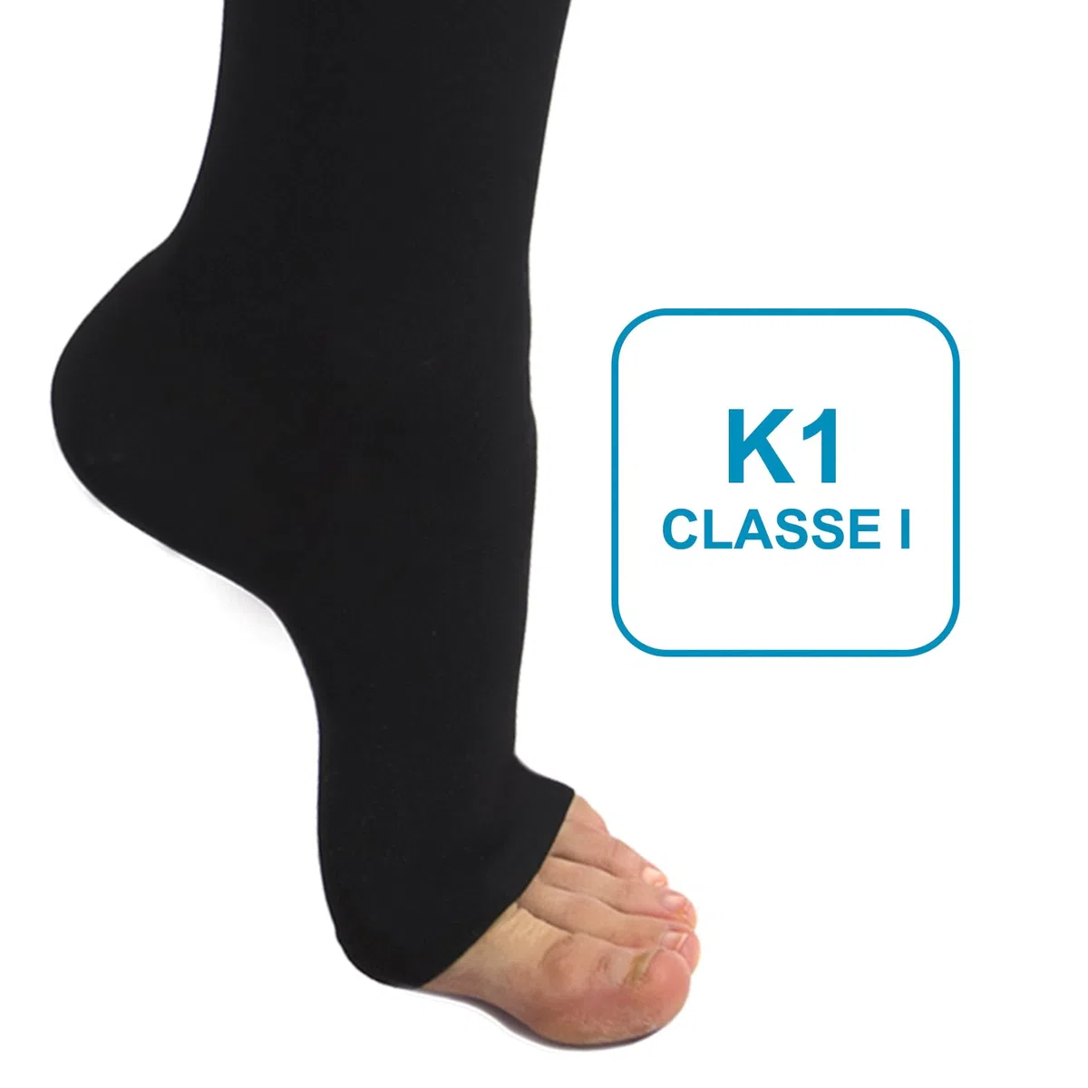 Beman 401A - Gambaletti Medicali K1 Classe 1, Compressione Graduata 15-21 mmHg, Punta Aperta Unisex, Tallone Rinforzato e Cuciture Piatte, Elastici Resistenti