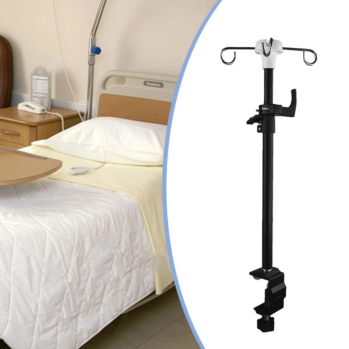 Sharplace Supporto per Asta Portaflebo con Morsetto Da Tavolo, Supporto per Tubo di Alimentazione, Supporto per Sacca per Flebo per Cliniche con Letto Pieghevol