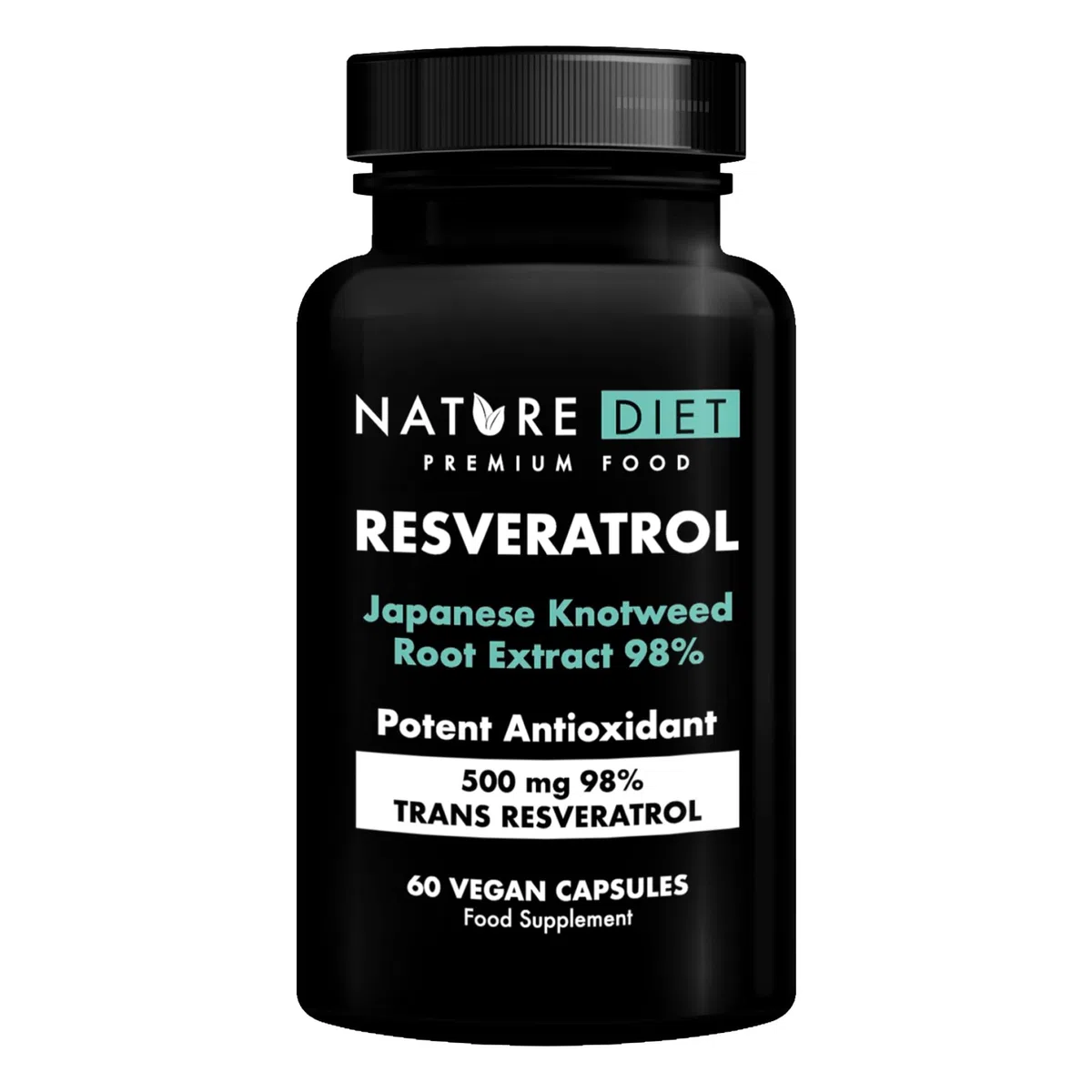 Nature Diet Resveratrol - 500 mg di Trans-Resveratrolo (98%) - Estratto di Poligono del Giappone - 60 Capsule Vegane - Sostegno Antiossidante - Supporta un Invecchiamento Sano e il Benessere Cellulare