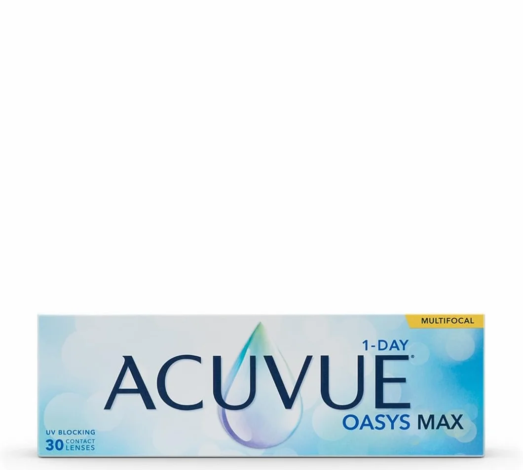 ACUVUE OASYS MAX 1-Day Multifocal; Lenti a contatto giornaliere; Visione chiara e nitida a tutte le distanze e in ogni condizione di luce;-6.00 diottrie; BC 8.4; DIA 14.30; ADD Low; 30 lenti