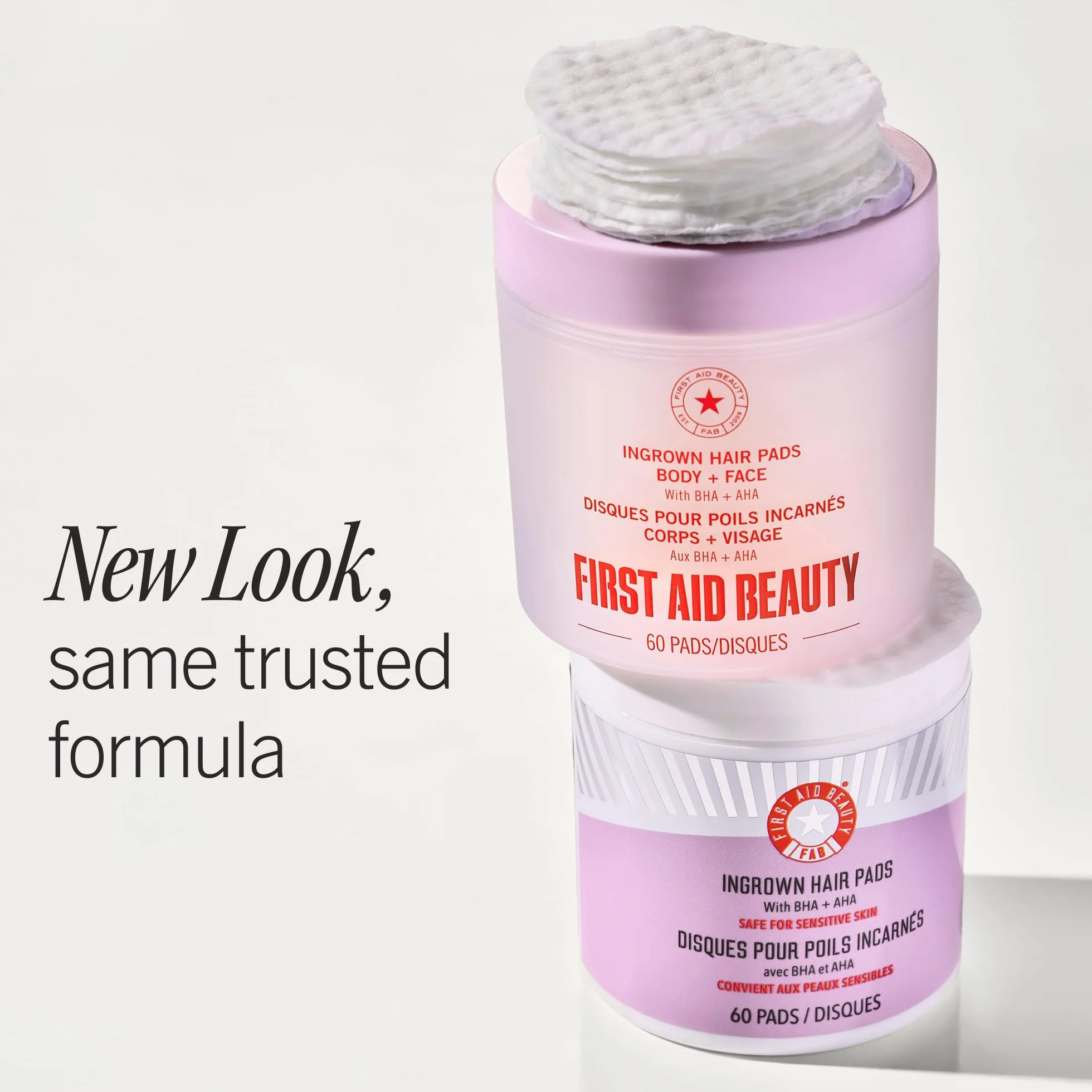 First Aid Beauty Cuscinetti incarniti con BHA e AHA - Trattamento quotidiano - Allevia le ustioni da rasoio, previene i peli incarniti e lenisce le irritazioni - 28 tamponi