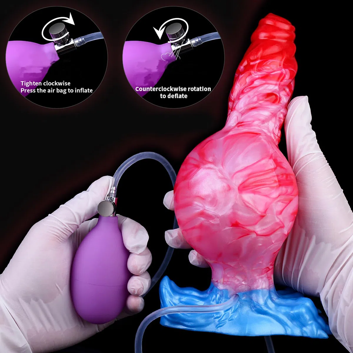 Plug Anale Gonfiabile - Dildo XXL spesso con funzione di spruzzo d'acqua anale ventosa Giocattolo sessuale per il pene per la stimolazione BDSM del clistere o del punto G (C)
