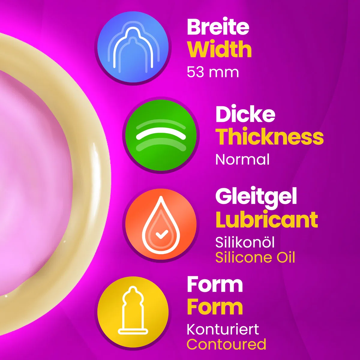 Preservativi Loverelia "Longer Love"-​​forma sagomata-per prolungare il rapporto sessuale e aumentare il desiderio-lattice di gomma naturale-vegano-reale al tatto-confezione da 100 (2 x 50 pezzi)