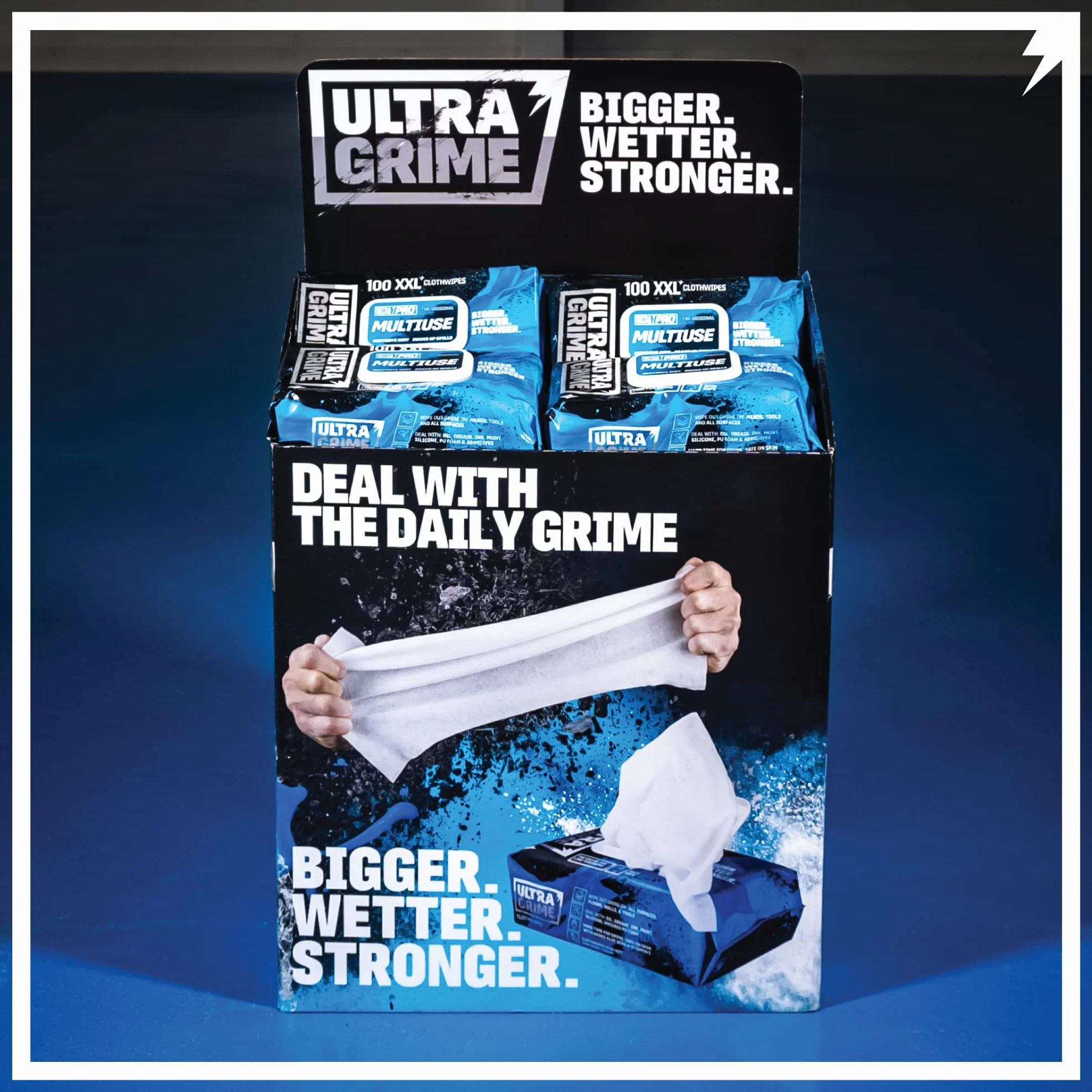 UltraGrime Pro multiuso Cleaning Wipes | Salviette industriali per rimuovere macchie di grasso, olio, vernice e inchiostro | 100 salviette umidificate XXL, 38 cm x 25 cm