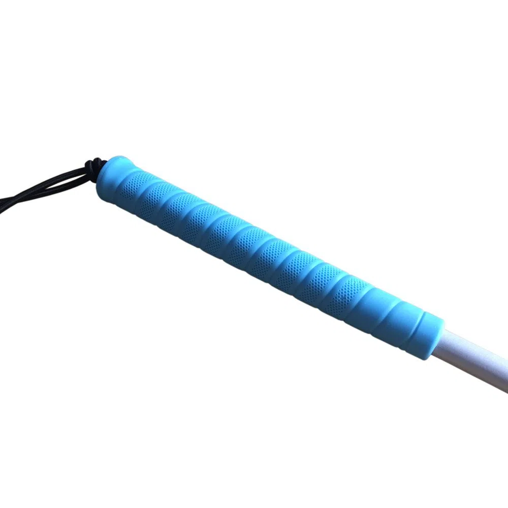 Alluminio Bastone Bianco Pieghevole per Non Vedenti 5 Sezioni e Punta Roller (155 cm (61 Pollici) - Blu Impugnatura)