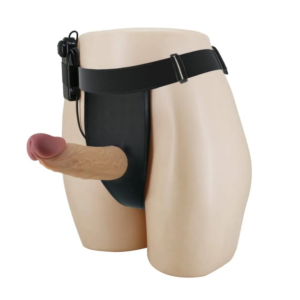 Strapon cavo vibrante in SILICONE indossabile dall'uomo, Dildo indossabile VIBRATORE Strapon, Cintura fallica per Uomo, Pene indossabile vuoto che prolunga pene, Guaina fallica con cintura