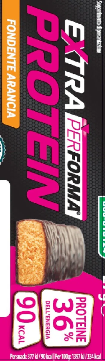 Performa EXTRA PROTEIN, Barretta Fondente Arancia, Barrette proteiche al gusto di Cioccolato Fondente e Arancia, Fonte di vitamine, proteine e fibre, 27g, Multipack da 24 barrette