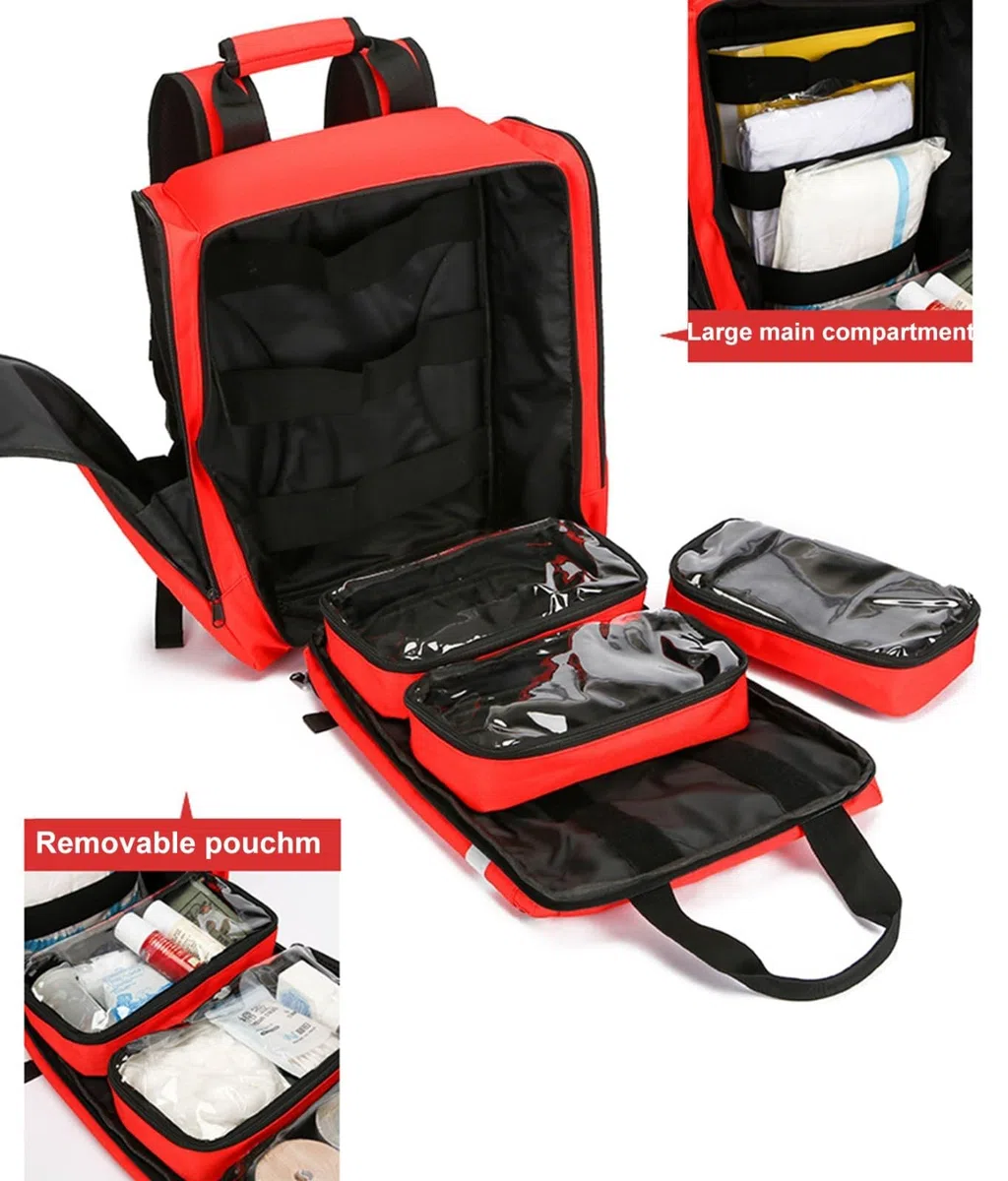 REHOOF Zaino Medico di Emergenza, Borsa Trauma per Primo Soccorso con Catarifrangente,Zaino Infermiere Domiciliare,Grande capacità di Primo Soccorso Medico per Campeggio, Escursionismo, Trekking C
