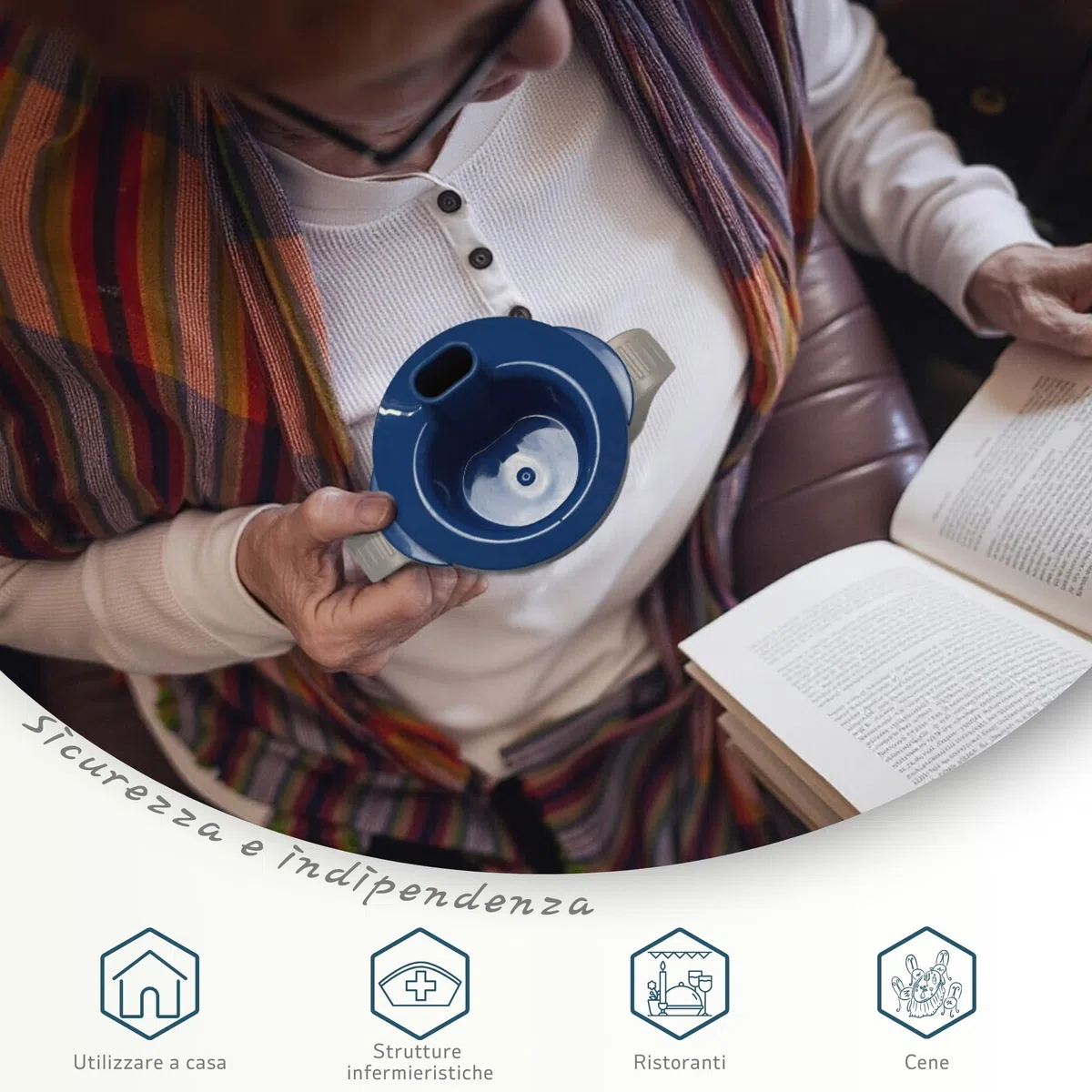 Tazza per Disfagia per Adulti - Tazza Medicale con Dosaggio Regolabile 5cc/10cc - Bere in Sicurezza da Seduti o Sdraiati - Ideale per Disfagia, Ictus, Parkinson e Mobilità Limitata