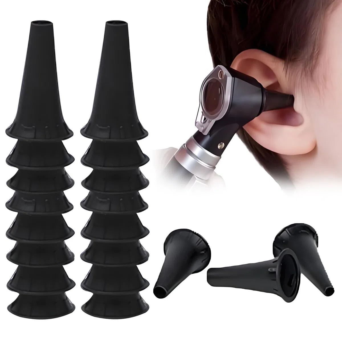 100 punte per otoscopio, dimensioni del foro da 4,2 mm, usa e getta, in plastica, compatibili con otoscopi Kawe/Rieser/Heine/Gima/Holtex, tappi per le orecchie per otoscopio e accessori per le