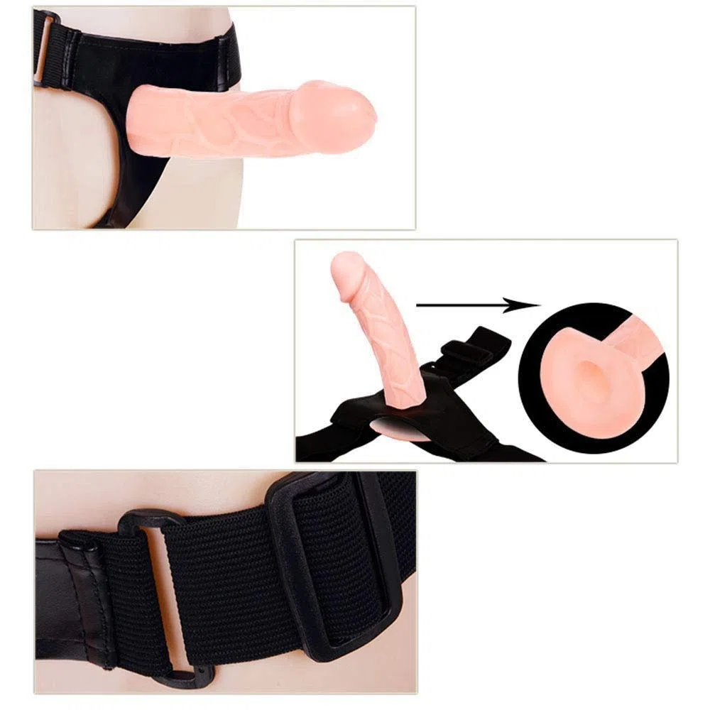 Dildo Strap-On Vuoto Deluxe da 15 Cm / 6 Pollici con Vibrazione, Giocattoli Sessuali Erotici con Pene Stimolatore Dildo Strap-On per Donne E Uomini Coppie Lesbiche