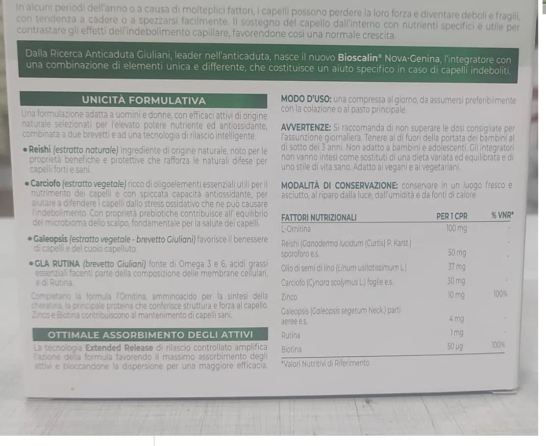 NovaGenina 60 compresse Integratore alimentare anticaduta 2mesi