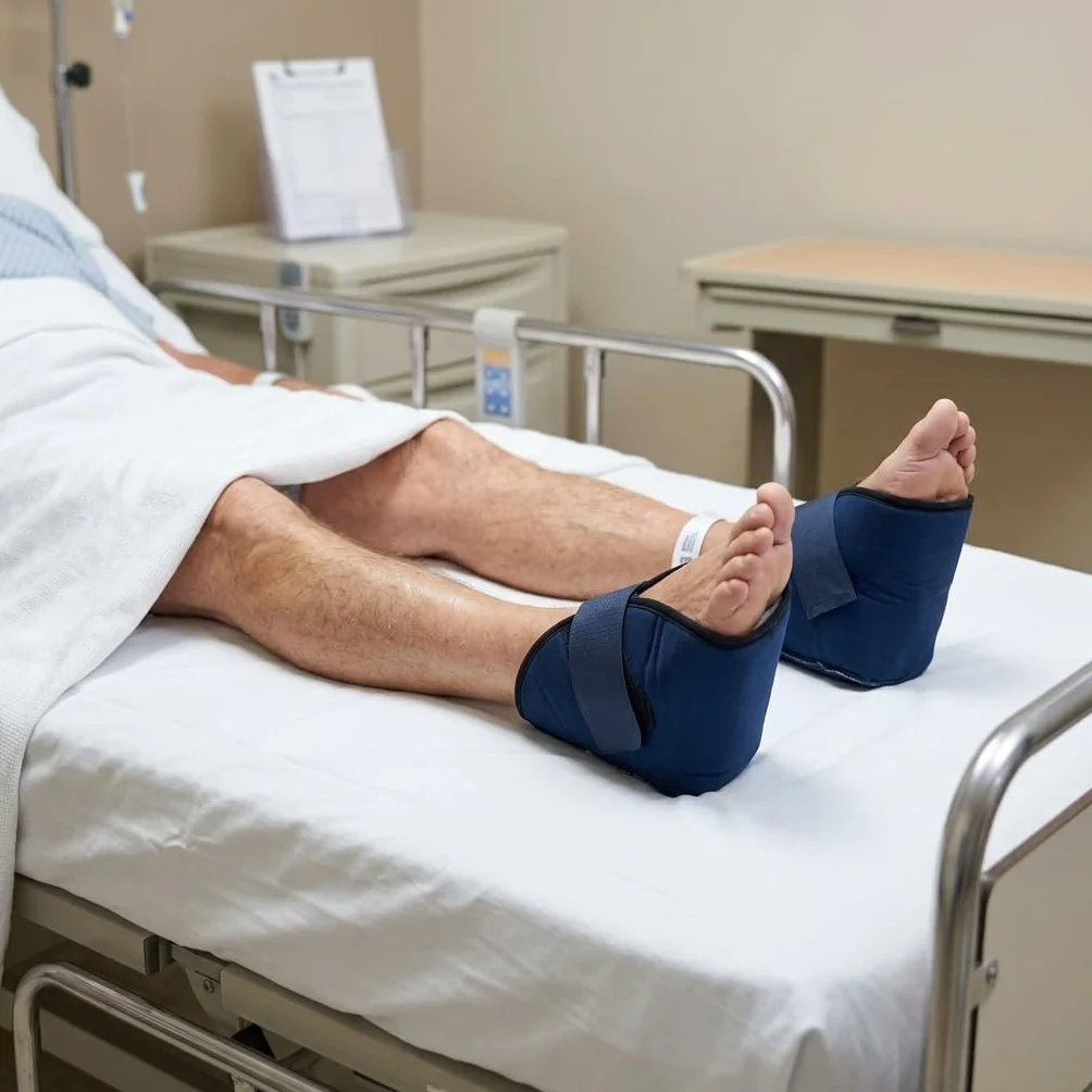 Talloniere Antidecubito – Coppia di Protettori per Tallone, Piede o Gomito per la Prevenzione di Piaghe e Ulcere da Pressione – Uso Quotidiano a Letto o su Sedia a Rotelle, Blu Marino