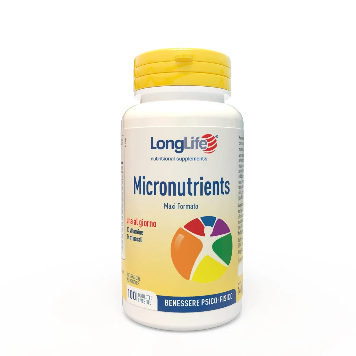 LongLife® Micronutrients 100 tav | Multivitaminico | Alto dosaggio | Benessere psicofisico | Sostegno immunitario, psicologico, muscolare | 100 giorni di trattamento | Vegetariano e senza glutine