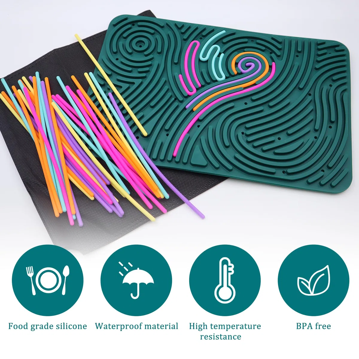 OMJMYY Sensory Activity Board 20 x 29.5 cm Scheda di attività Sensoriale Silicone Fidget Toy Sensorik Activity Board con Borsa da Viaggio e 40 Corde per Bambini e Adulti ADHD Ansia Stress Autismo