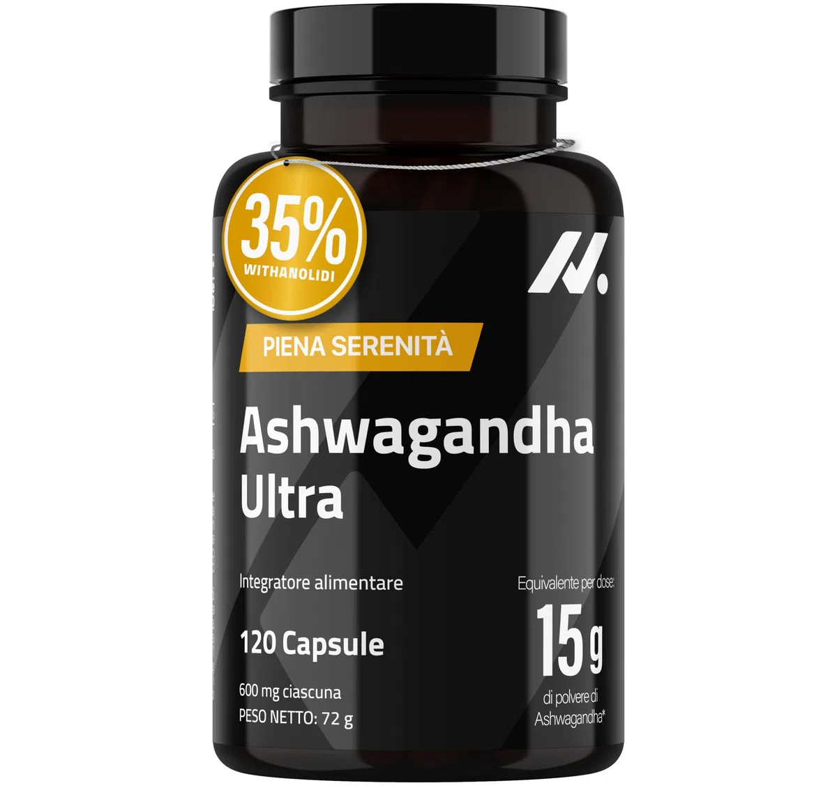 Ashwagandha Shoden Ultra® 35% di withanolidi – 15.000 mg equivalenti | 7x più concentrata rispetto all’Ashwagandha KSM-66 | Supporto alla concentrazione, al sonno profondo e all’energia | 120 capsule