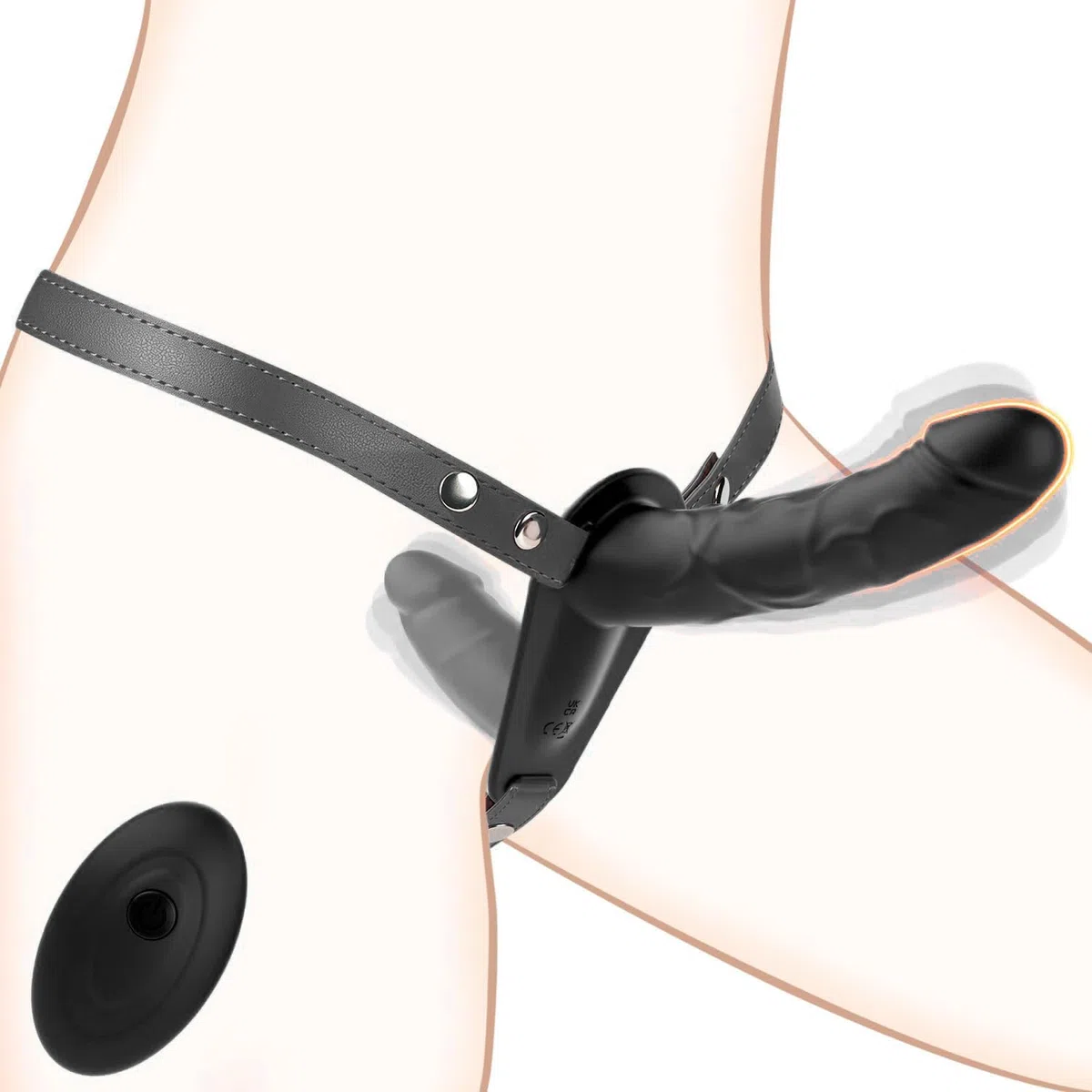 Strap-on Dildo Vibratore per Coppia, Doppia Dildo Sex Toys per Stimolare il Anali e Clitoride per Donne, Silicone Realistico Pene per Lesbiche, Adjustable, Removeable, Durevole (N1) (Black)