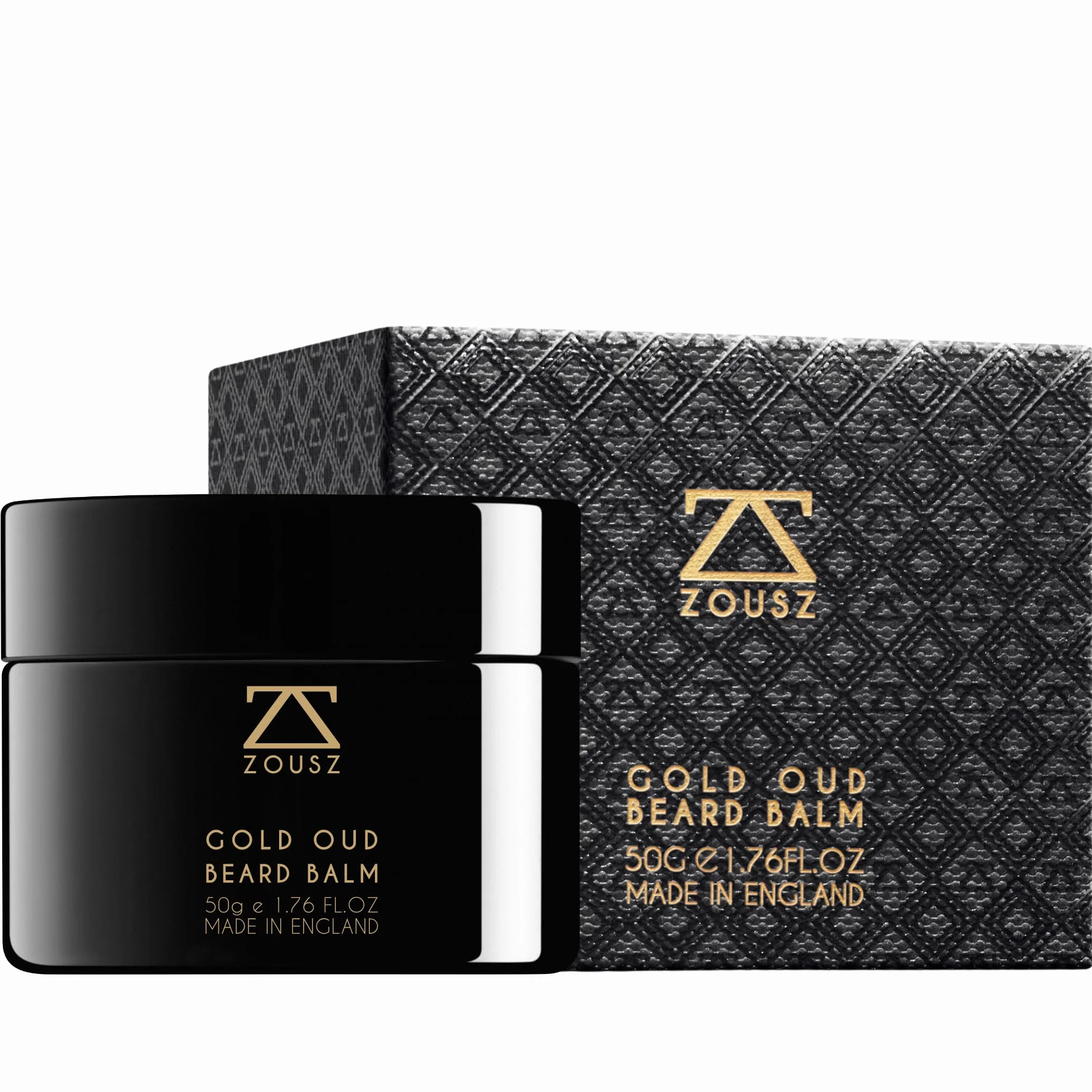 ZOUSZ Gold Oud Premium Beard Balm - Burro per la cura della barba e della pelle con profumo ipnotico di oud terroso per uomini con oli naturali - Idrata, condiziona, elimina la forfora, 50g