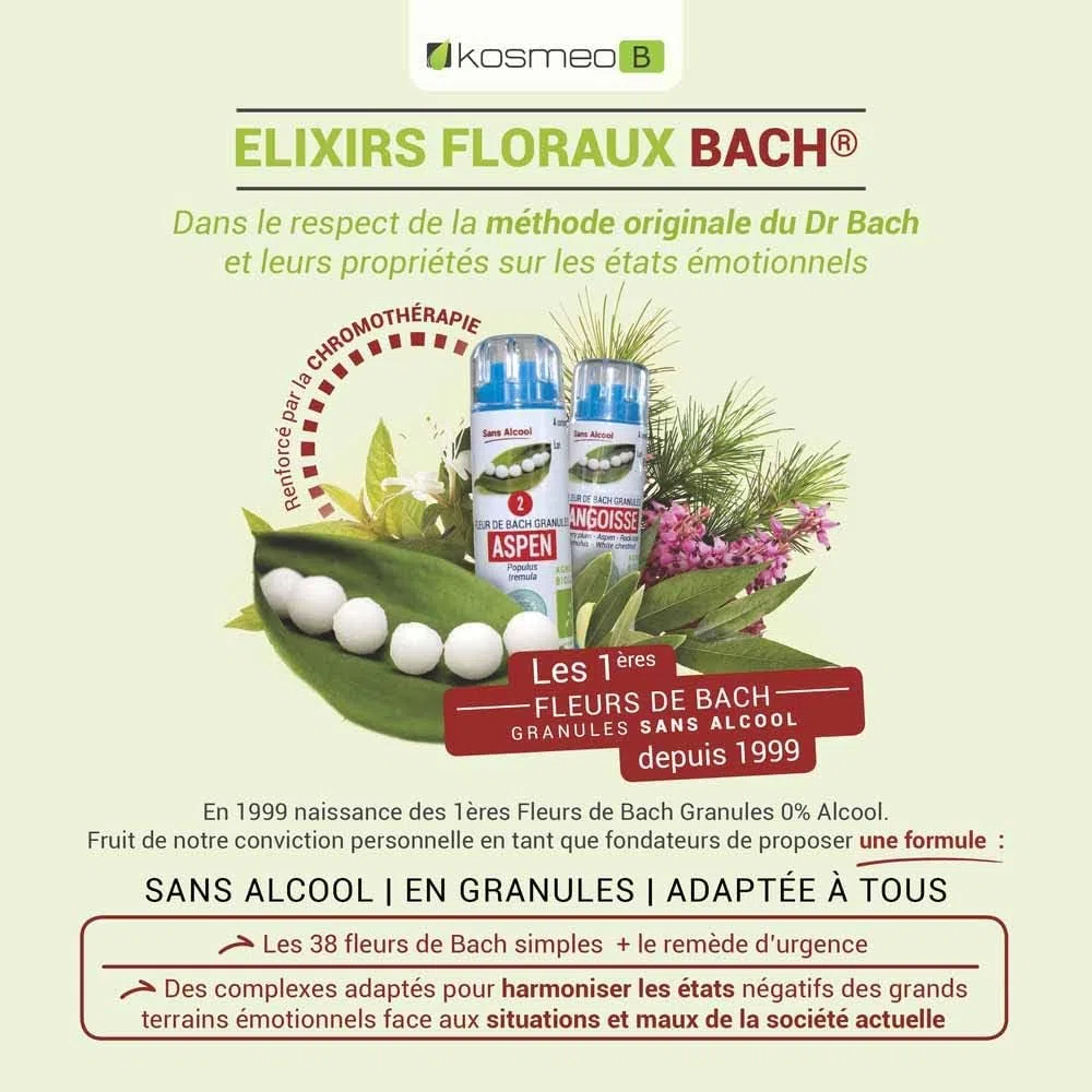 KOSMEO B Ansia Complexe Fiori di Bach Granuli senza Alcool Rinforzato da Cromoterapia