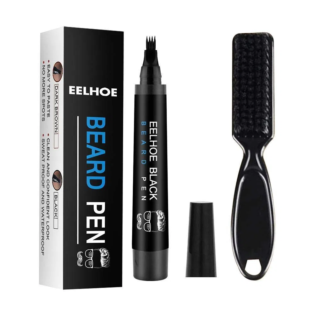 Penna impermeabile per barba, riempitivo per matite barba, matita per barba e pennello rinforzatore per barba, kit per baffi, strumenti per modellare i baffi
