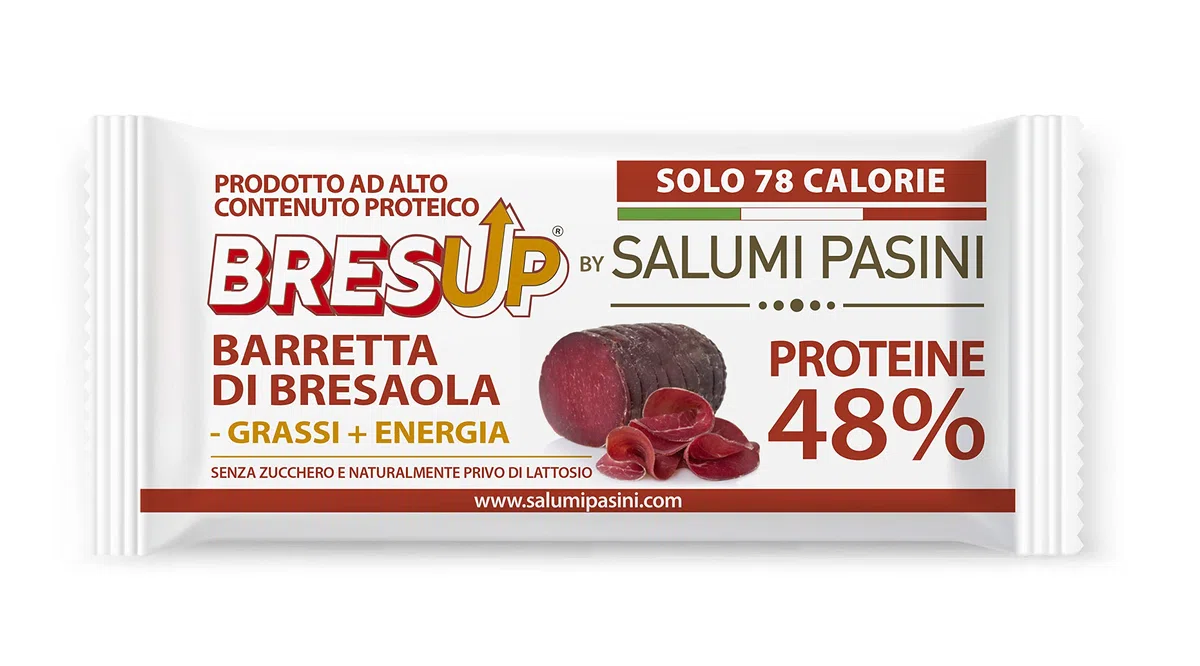Bresup Barretta Proteica | Barretta di Bresaola ad Alto Contenuto Proteico | Senza Zuccheri | Solo 78 Kcal | Pochi Carboidrati | Confezione da 10 pezzi x 35 gr