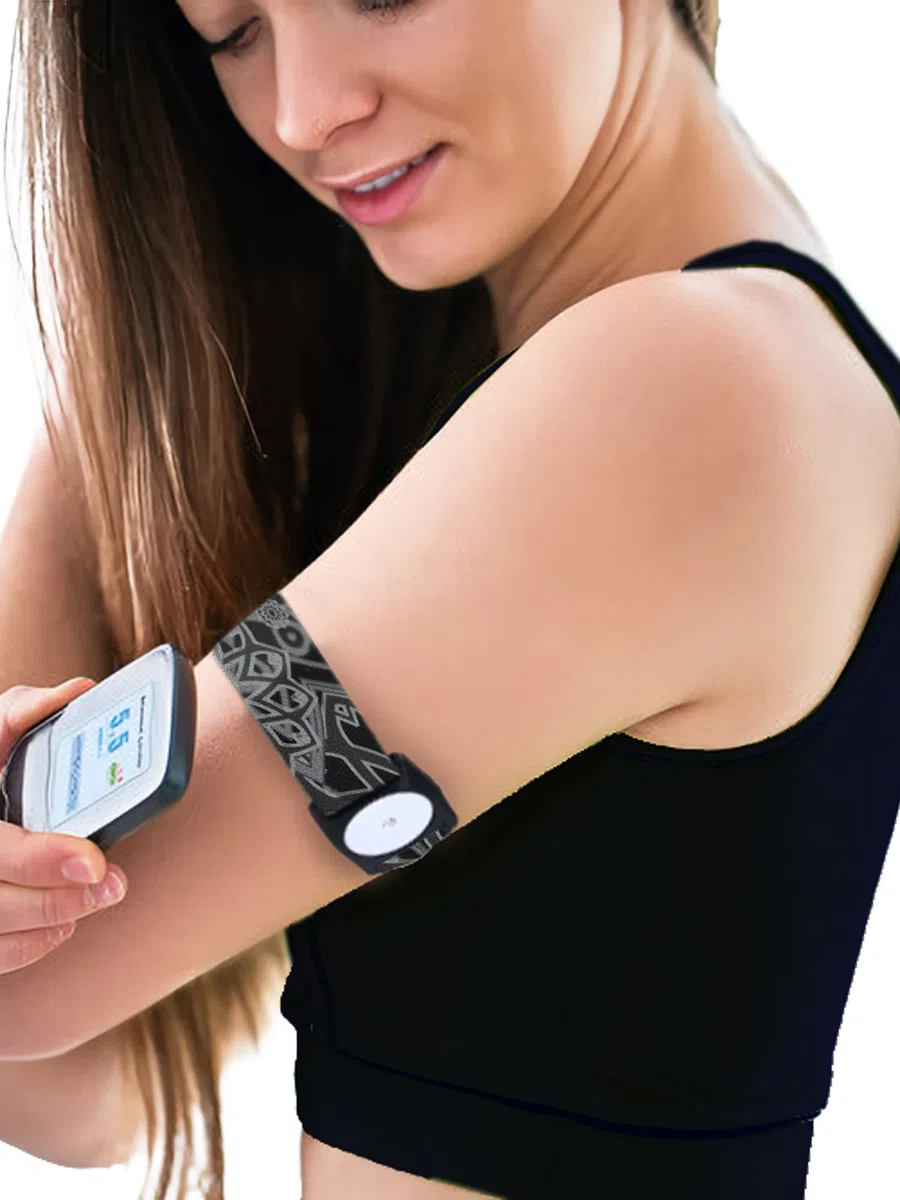 Dia-Style, fascia elastica da braccio per sensore Freestyle Libre 2. Tutore elastico per sensore glicemia CGM FSL (S (23-29 cm))