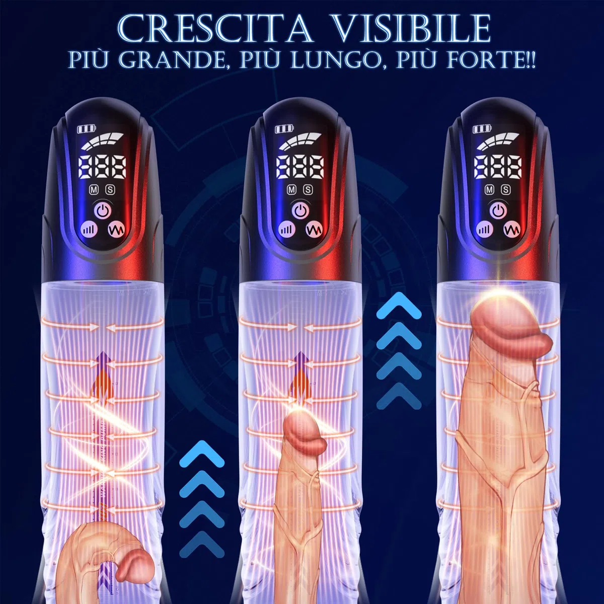 Pompa Pene Giocattoli sessuali maschili - Pompe estensori per pene con 4 & 4 modalità per uomini Allenamento dell'erezione e massaggio di suzione, pompa a vuoto automatica del pene impermeabile IPX7