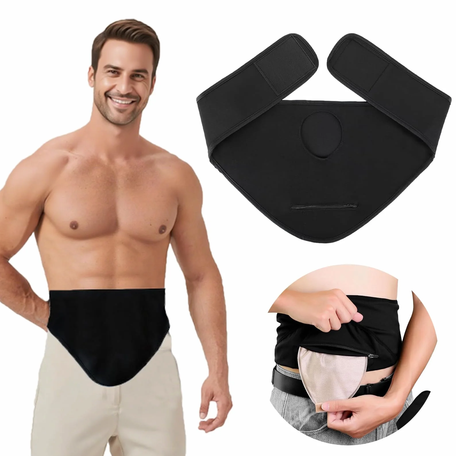 Cintura per stomia da uomo e donna, regolabile, per stomia e colostomia, cinture invisibili, cintura per la cura dell'ileostomia addominale, per sport, nuoto e attività all'aperto