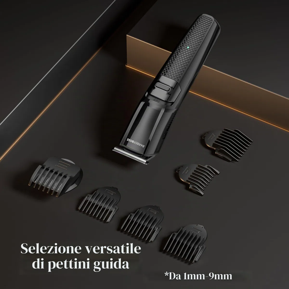Barberboss Regolabarba da uomo, tagliacapelli versatile per tagli di precisione, kit completo per la toelettatura degli uomini, strumento per lo styling di capelli e barba, kit wireless per taglio di